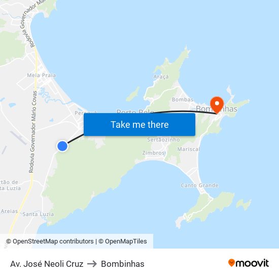 Av. José Neoli Cruz to Bombinhas map