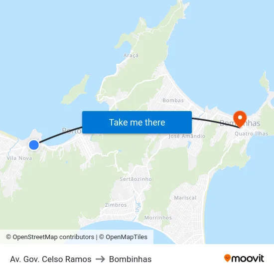 Av. Gov. Celso Ramos to Bombinhas map