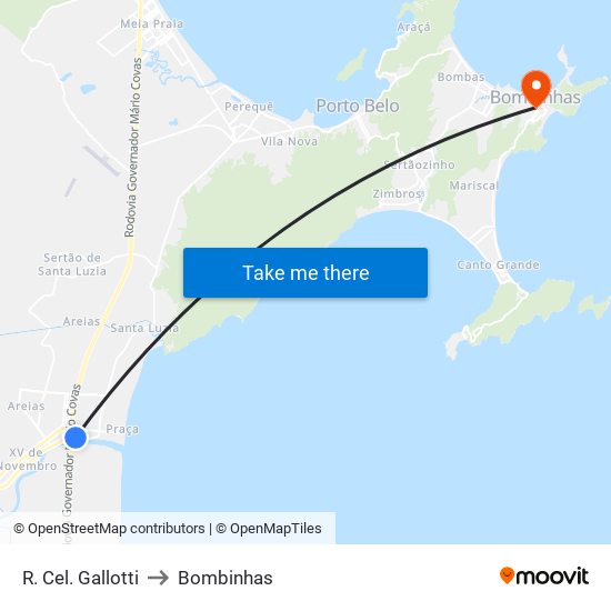 R. Cel. Gallotti to Bombinhas map