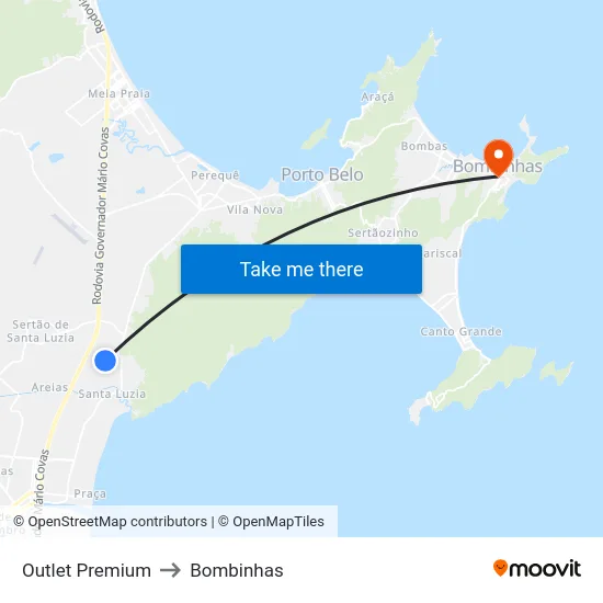 Outlet Premium to Bombinhas map