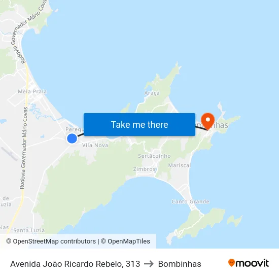 Avenida João Ricardo Rebelo, 313 to Bombinhas map