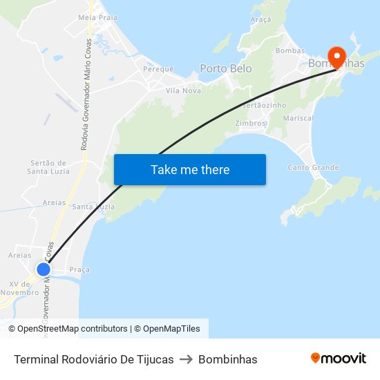 Terminal Rodoviário De Tijucas to Bombinhas map