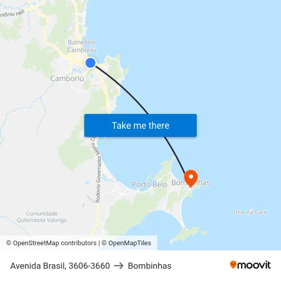 Avenida Brasil, 3606-3660 to Bombinhas map