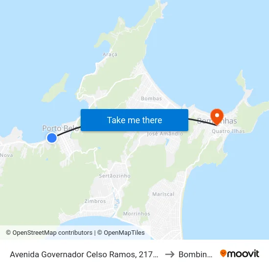 Avenida Governador Celso Ramos, 2177-2189 to Bombinhas map