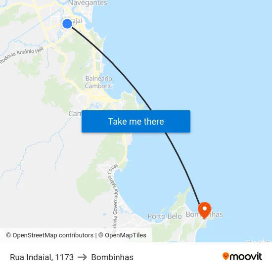 Rua Indaial, 1173 to Bombinhas map