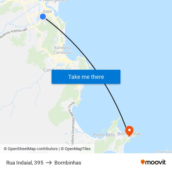 Rua Indaial, 395 to Bombinhas map