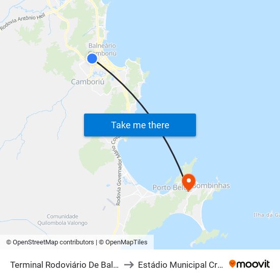 Terminal Rodoviário De Balneário Camboriú to Estádio Municipal Cristiano Cunha map