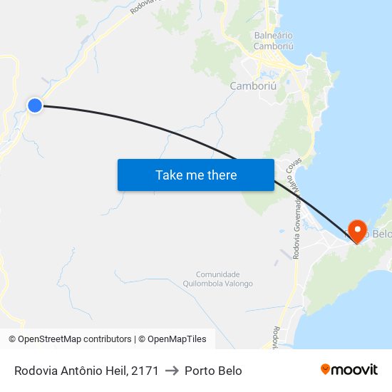 Rodovia Antônio Heil, 2171 to Porto Belo map