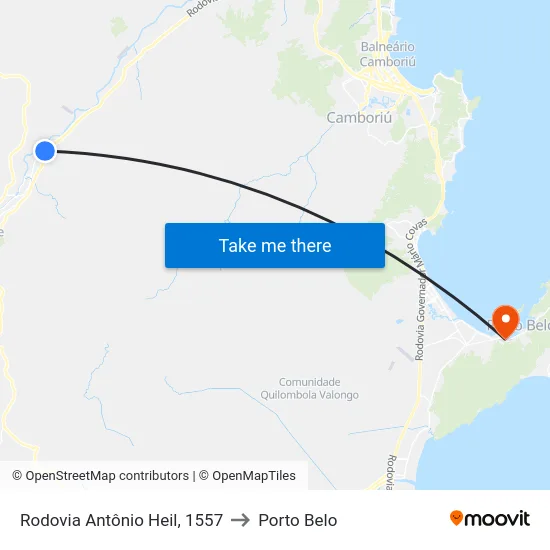 Rodovia Antônio Heil, 1557 to Porto Belo map