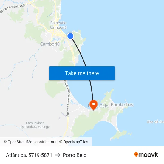 Atlântica, 5719-5871 to Porto Belo map