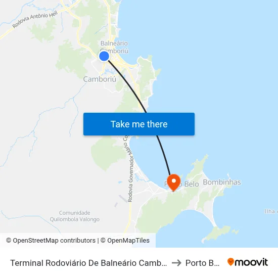 Terminal Rodoviário De Balneário Camboriú to Porto Belo map