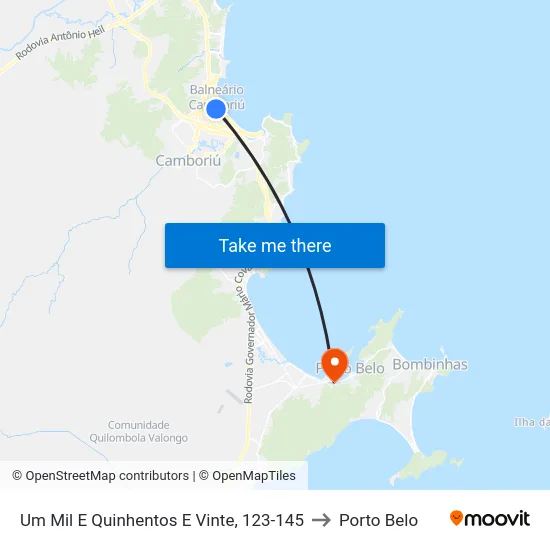 Um Mil E Quinhentos E Vinte, 123-145 to Porto Belo map