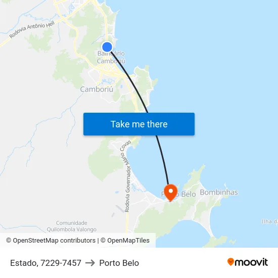 Estado, 7229-7457 to Porto Belo map