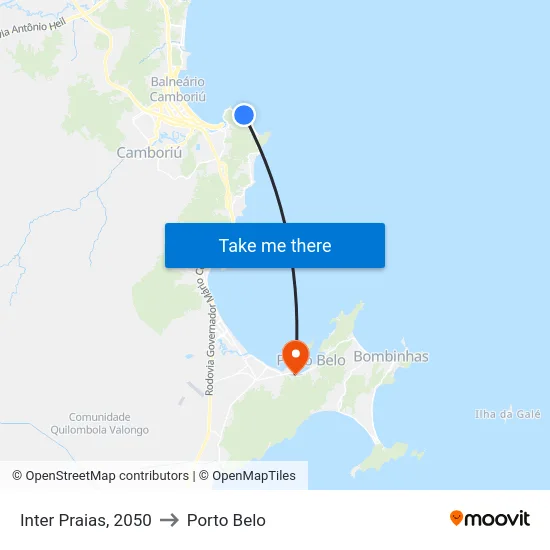 Inter Praias, 2050 to Porto Belo map