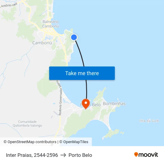 Inter Praias, 2544-2596 to Porto Belo map