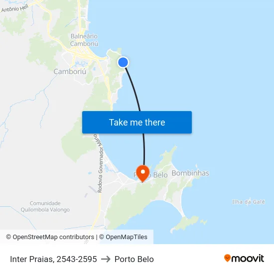 Inter Praias, 2543-2595 to Porto Belo map