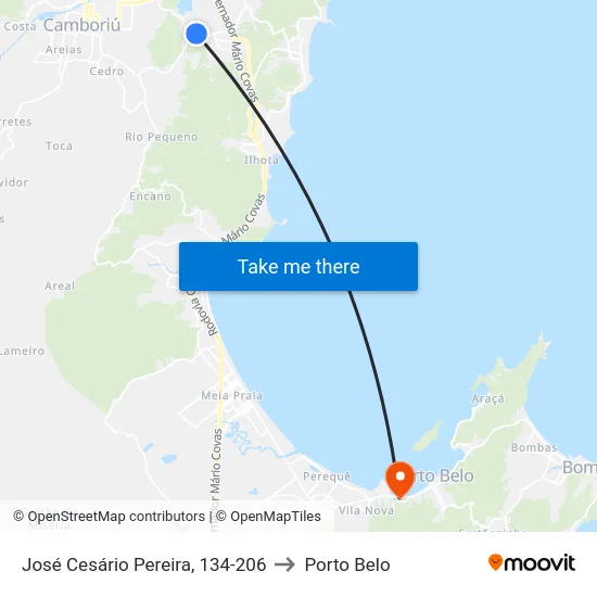 José Cesário Pereira, 134-206 to Porto Belo map