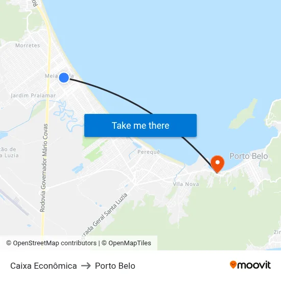 Caixa Econômica to Porto Belo map