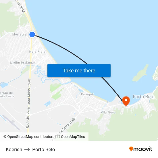 Koerich to Porto Belo map