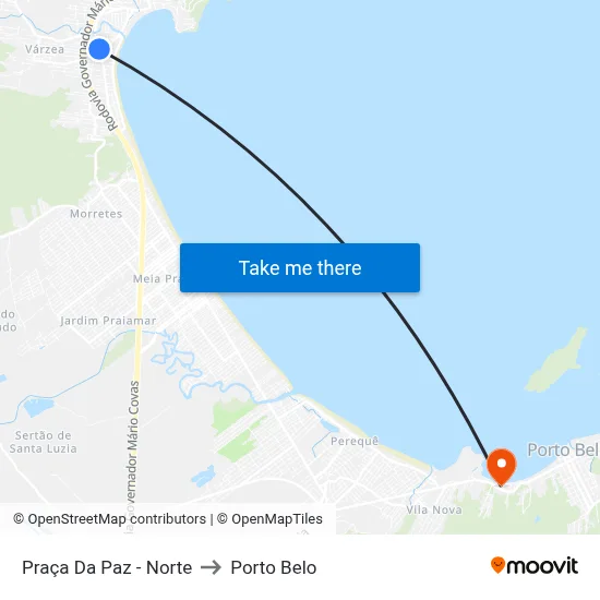 Praça Da Paz - Norte to Porto Belo map