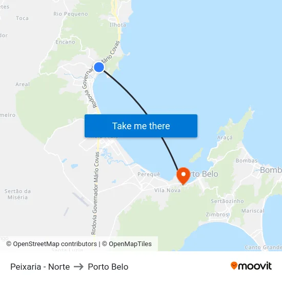 Peixaria - Norte to Porto Belo map