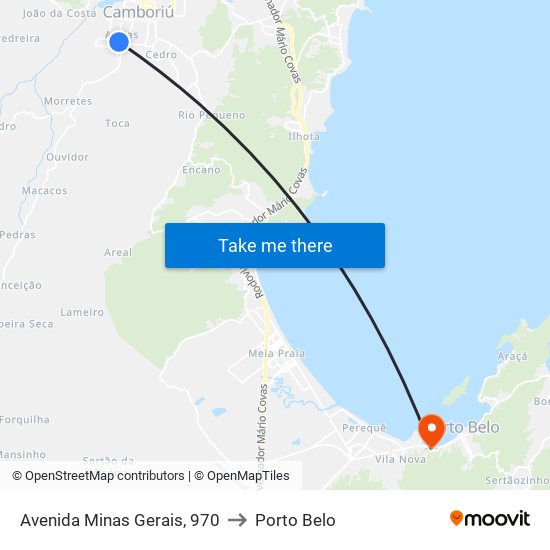 Avenida Minas Gerais, 970 to Porto Belo map