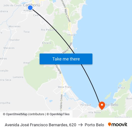 Avenida José Francisco Bernardes, 620 to Porto Belo map