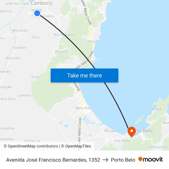 Avenida José Francisco Bernardes, 1352 to Porto Belo map