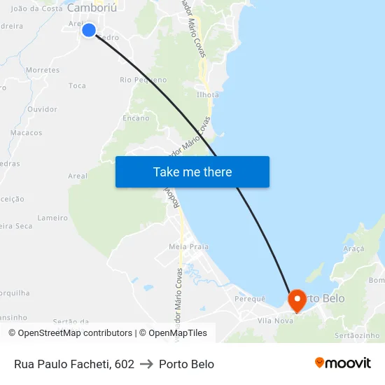 Rua Paulo Facheti, 602 to Porto Belo map