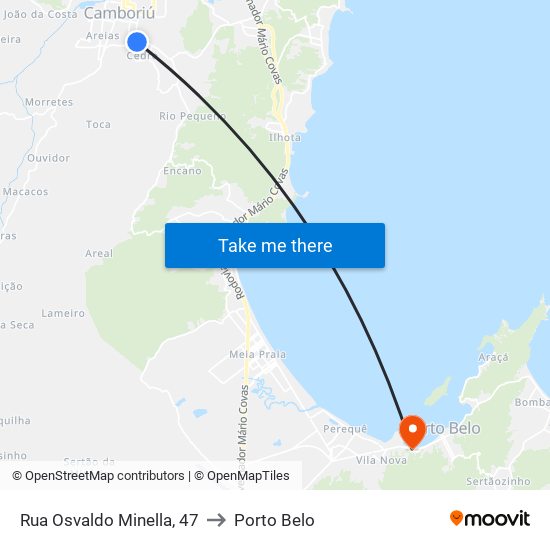 Rua Osvaldo Minella, 47 to Porto Belo map