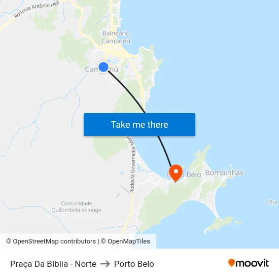 Praça Da Bíblia - Norte to Porto Belo map