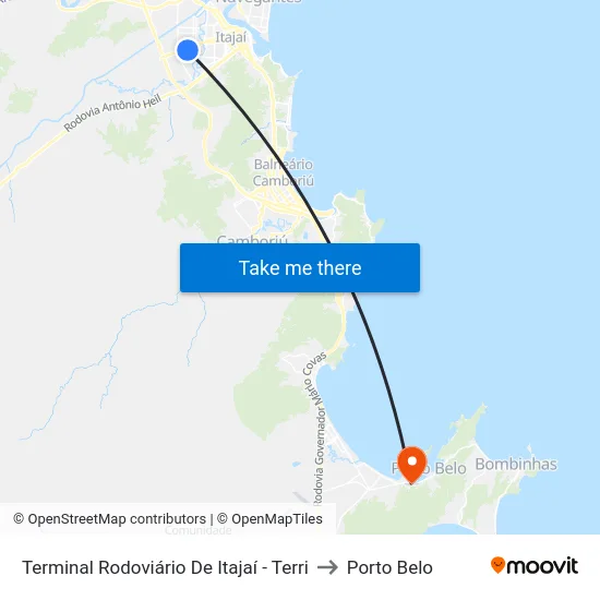 Terminal Rodoviário De Itajaí - Terri to Porto Belo map