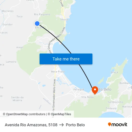 Avenida Rio Amazonas, 5108 to Porto Belo map