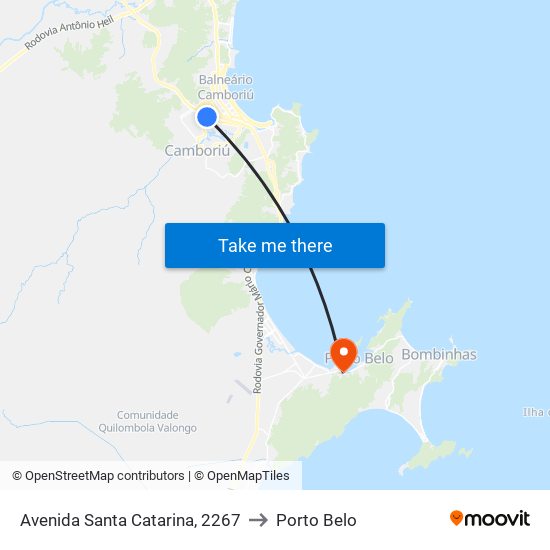 Avenida Santa Catarina, 2267 to Porto Belo map