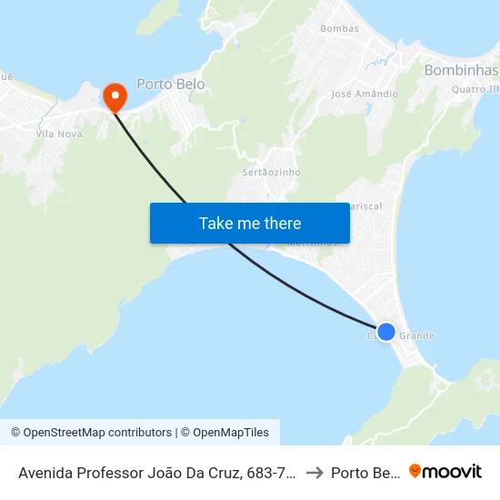 Avenida Professor João Da Cruz, 683-739 to Porto Belo map
