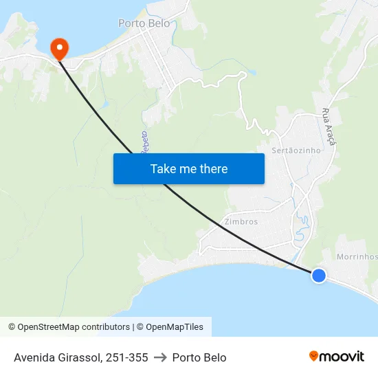 Avenida Girassol, 251-355 to Porto Belo map