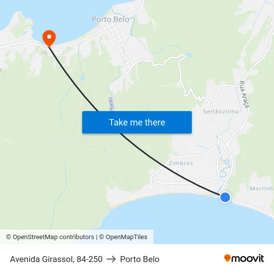 Avenida Girassol, 84-250 to Porto Belo map