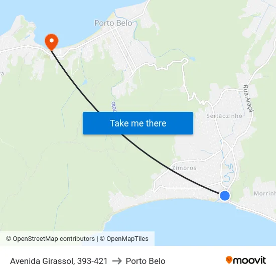 Avenida Girassol, 393-421 to Porto Belo map