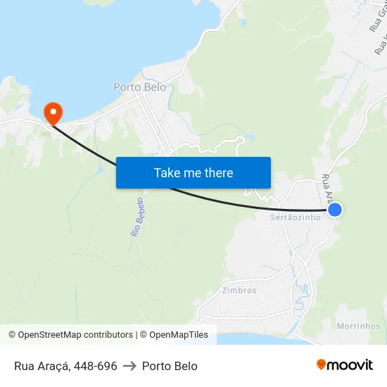 Rua Araçá, 448-696 to Porto Belo map