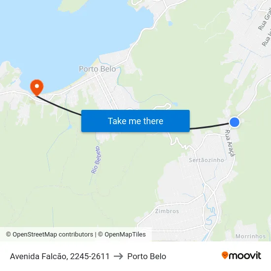 Avenida Falcão, 2245-2611 to Porto Belo map