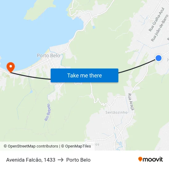 Avenida Falcão, 1433 to Porto Belo map
