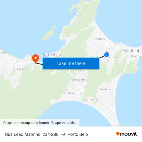 Rua Leão Marinho, 234-288 to Porto Belo map