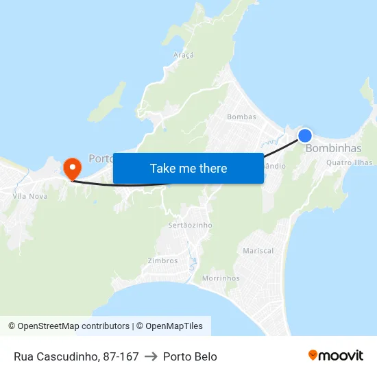 Rua Cascudinho, 87-167 to Porto Belo map