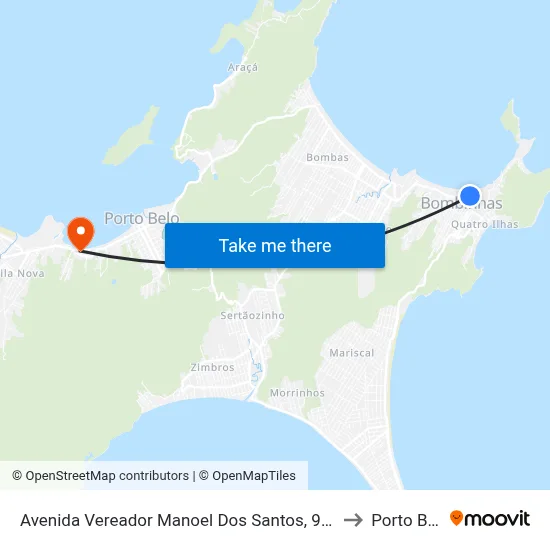 Avenida Vereador Manoel Dos Santos, 973-981 to Porto Belo map