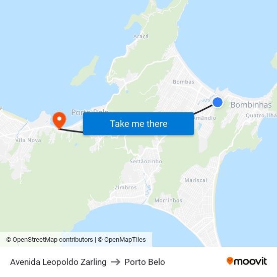 Avenida Leopoldo Zarling to Porto Belo map