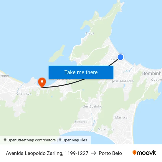 Avenida Leopoldo Zarling, 1199-1227 to Porto Belo map