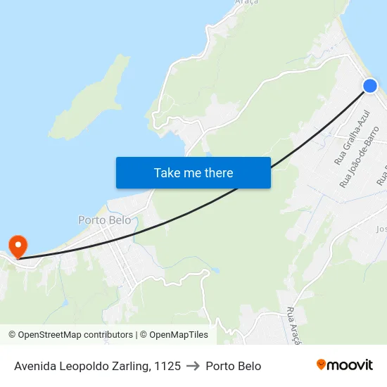 Avenida Leopoldo Zarling, 1125 to Porto Belo map