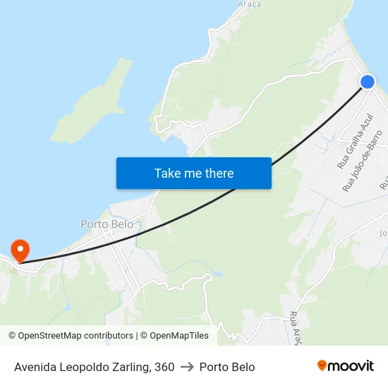 Avenida Leopoldo Zarling, 360 to Porto Belo map