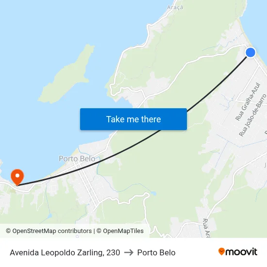 Avenida Leopoldo Zarling, 230 to Porto Belo map