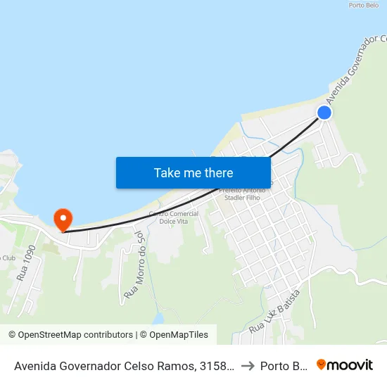 Avenida Governador Celso Ramos, 3158-3160 to Porto Belo map